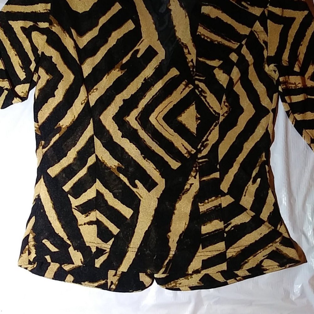 Black & Tan Fitted Patterned Jacket - image 6